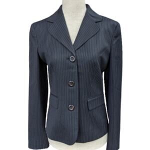 Loft Wool Blend Black Pinstripe Blazer Jacket 2P